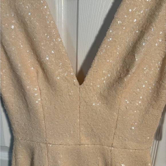 NWT dress the population sequined sparkle cream dress - Picture 2 of 5